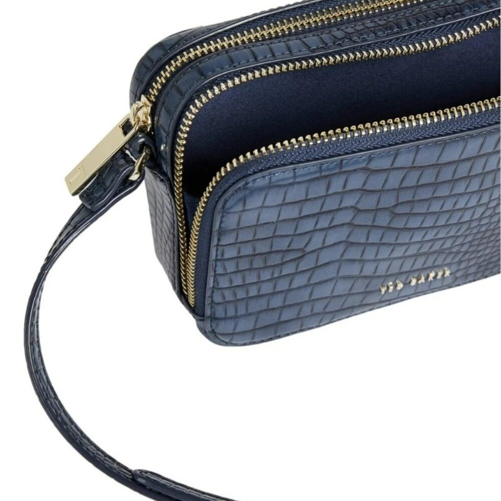 Ted Baker Stina Double Zip Mini Camera Bag (Navy Blue). - Picture 4 of 8
